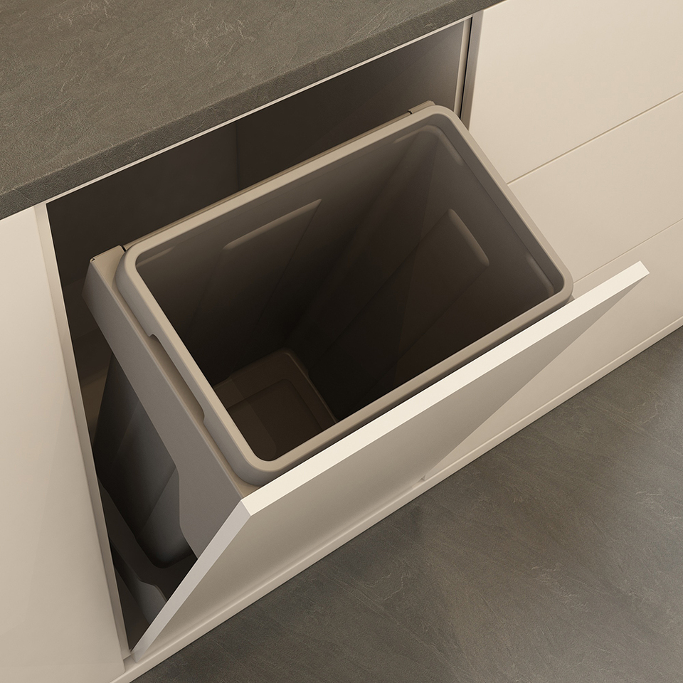 Фото Duslar Мусорное ведро JACK 35 л, откидной фасад 450 мм, серый