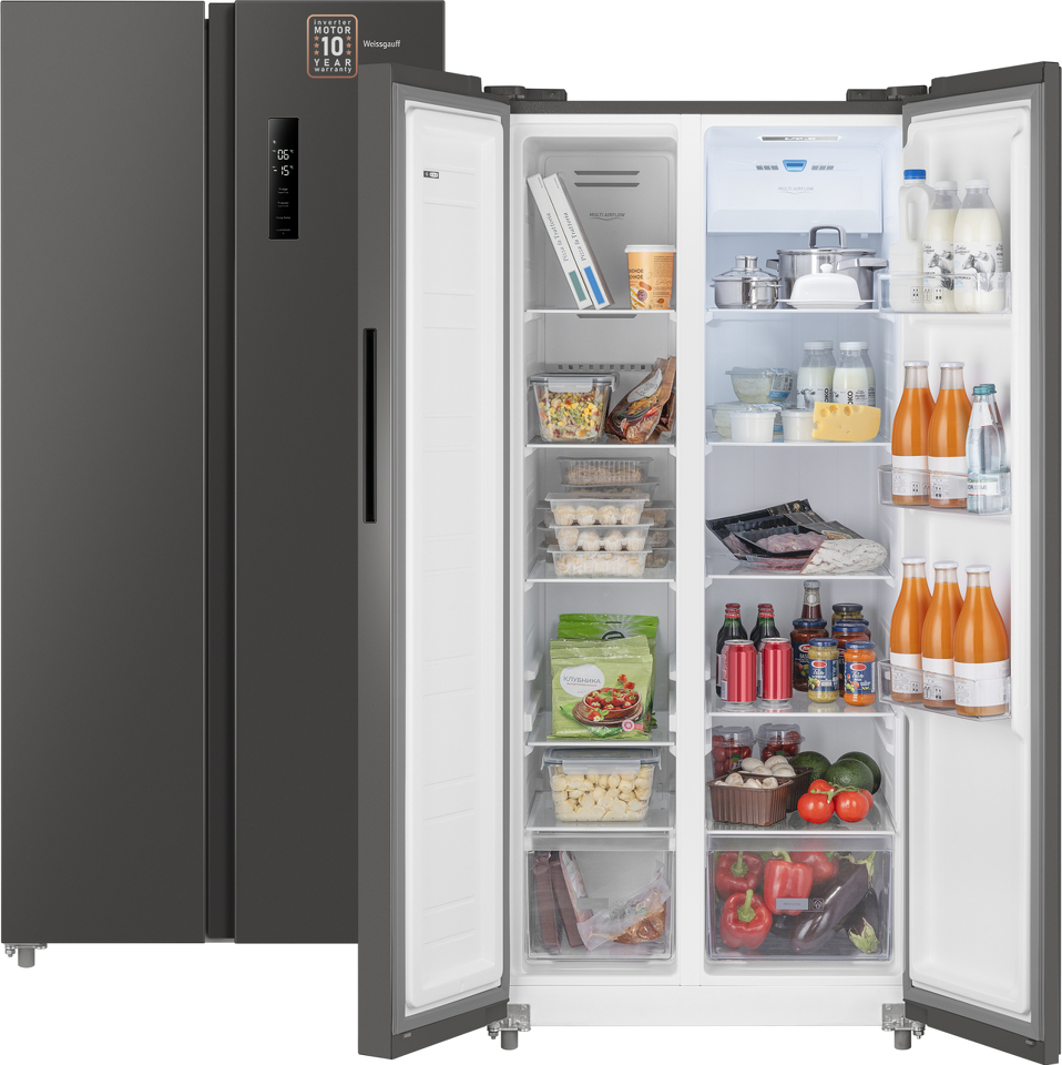 Фото  Холодильник side by side Weissgauff WSBS 500 Inverter NoFrost Dark Grey