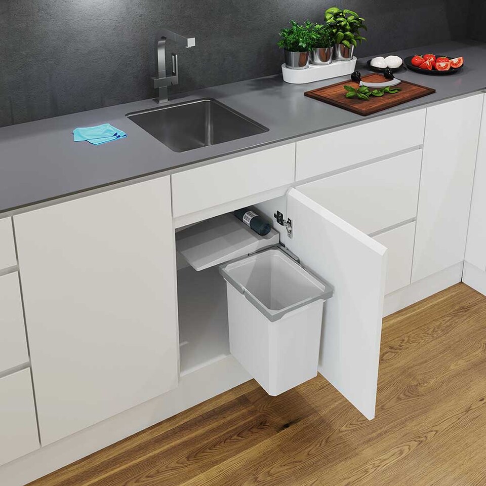 Фото Vauth-Sagel Мусорное ведро ENVI SINGLE 7 л, распашной фасад 400 мм, серый