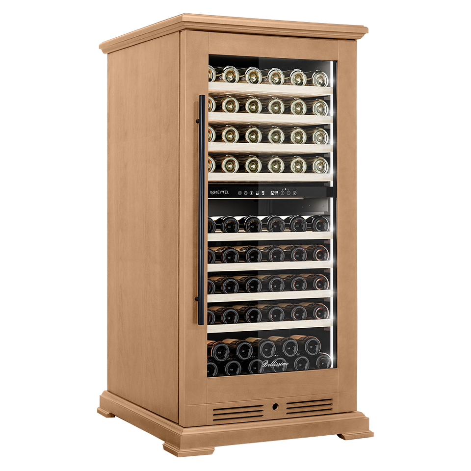 Фото Шкаф винный  Meyvel Винный холодильник (шкаф) компрессорный MEYVEL MV99PRO-KBT2 (Натуральный бук)