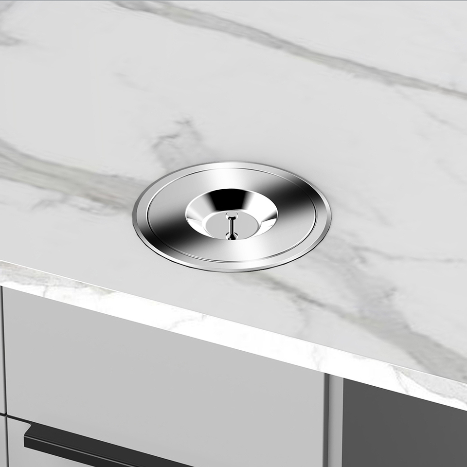 Фото Duslar Мусорное ведро TITO 8 л, встраиваемое в столешницу, нержавеющая сталь/синий