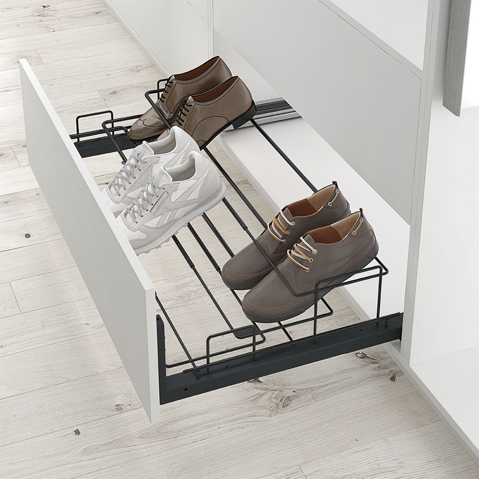 Фото MENAGE CONFORT Выдвижная телескопическая обувница ROLAND, выдвижной фасад, ширина 640-1000 мм, антрацит