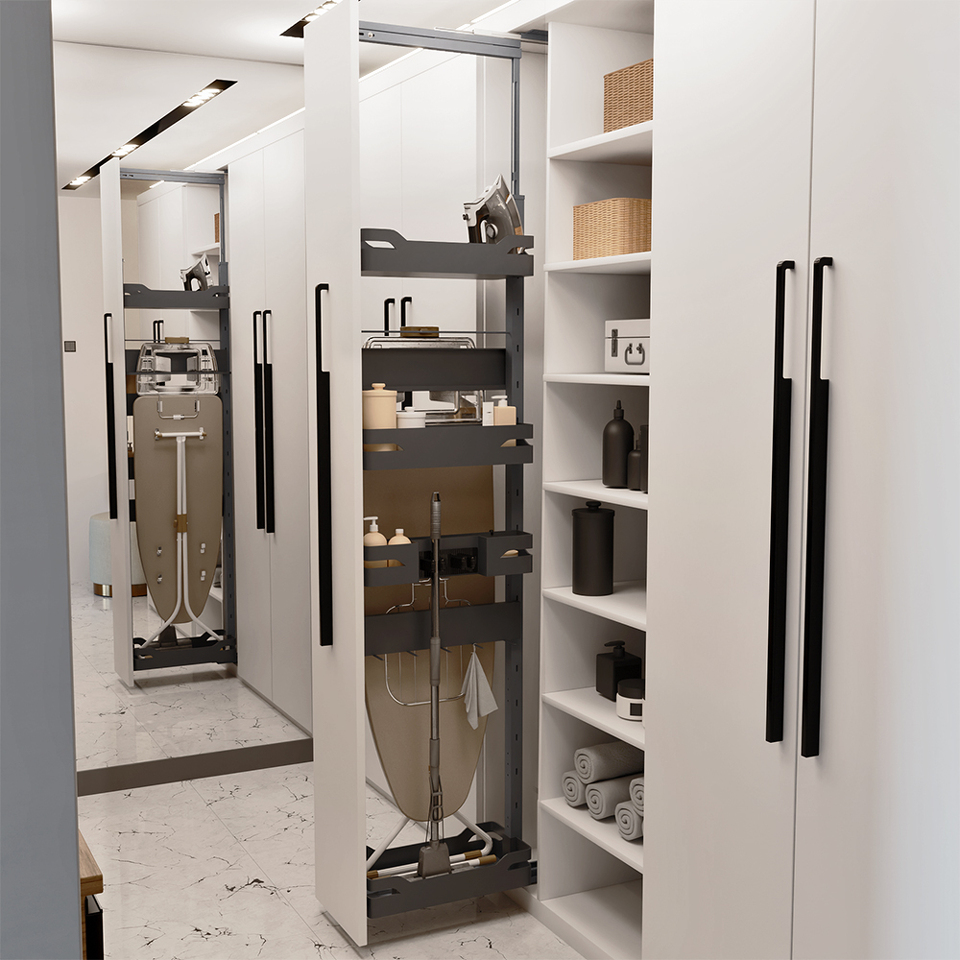 Фото Duslar Система STORE для хозяйственных принадлежностей, выдвижной фасад 300мм, высота 1959-2359мм, антрацит