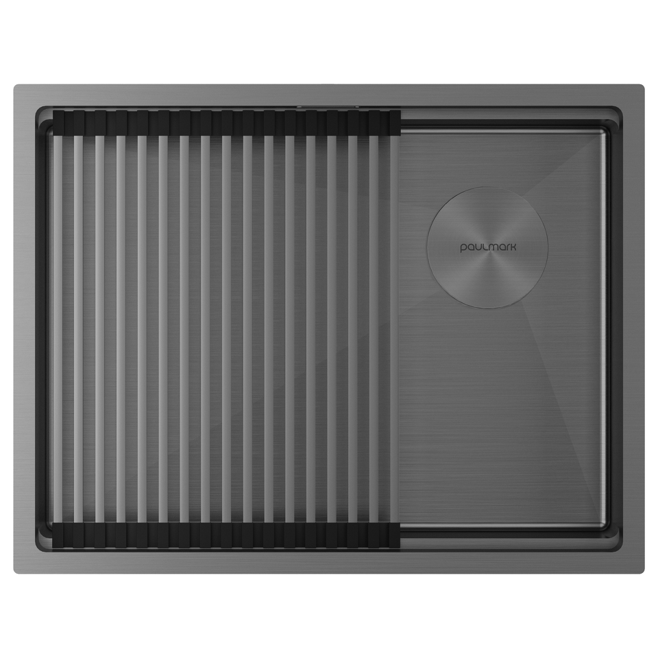 Фото Металлическая мойка Paulmark NEXT-PRO 58 UNI PM705845-GM Вороненая сталь GM