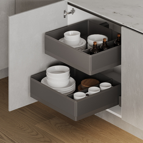 Картинка Duslar Корзина TITAN, 2 шт., распашной фасад 600 мм, высота 154.5 мм, антрацит