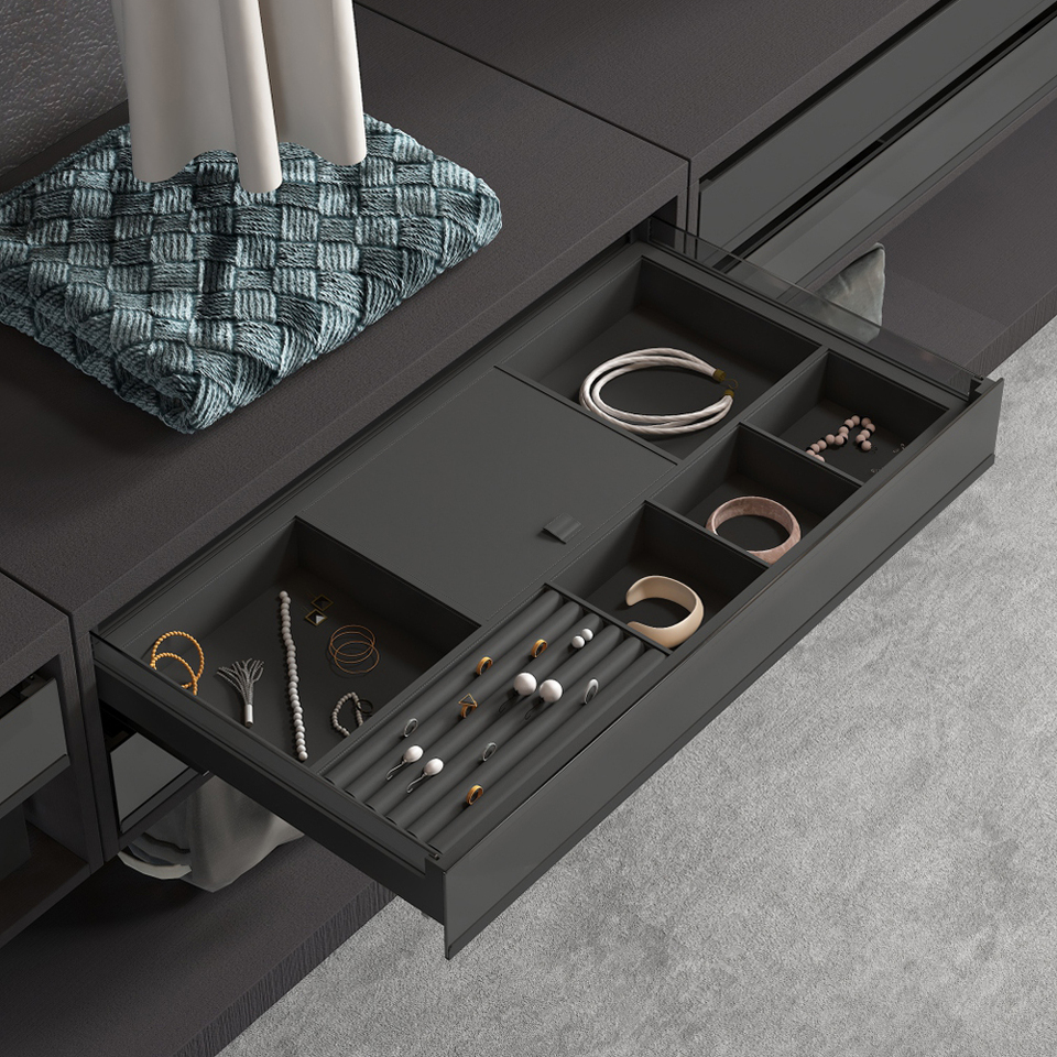 Фото Duslar Выдвижной органайзер MATRIX для украшений и аксессуаров, ширина 564-568 мм, антрацит