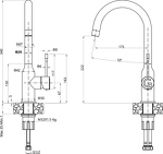 Превью картинка Смеситель для кухни Rivelato Garda U-обр. D-35мм antracite/oro #2