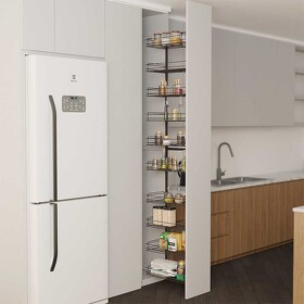 Картинка Duslar Система TALL WALL с 10 корзинами 229 мм, высота 2100 мм, выдвижной фасад от 300 мм, антрацит