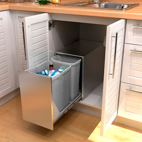 Картинка Ekotech Система сортировки ECOBOX INOX 24 л, распашной фасад 350 мм, нержавеющая сталь