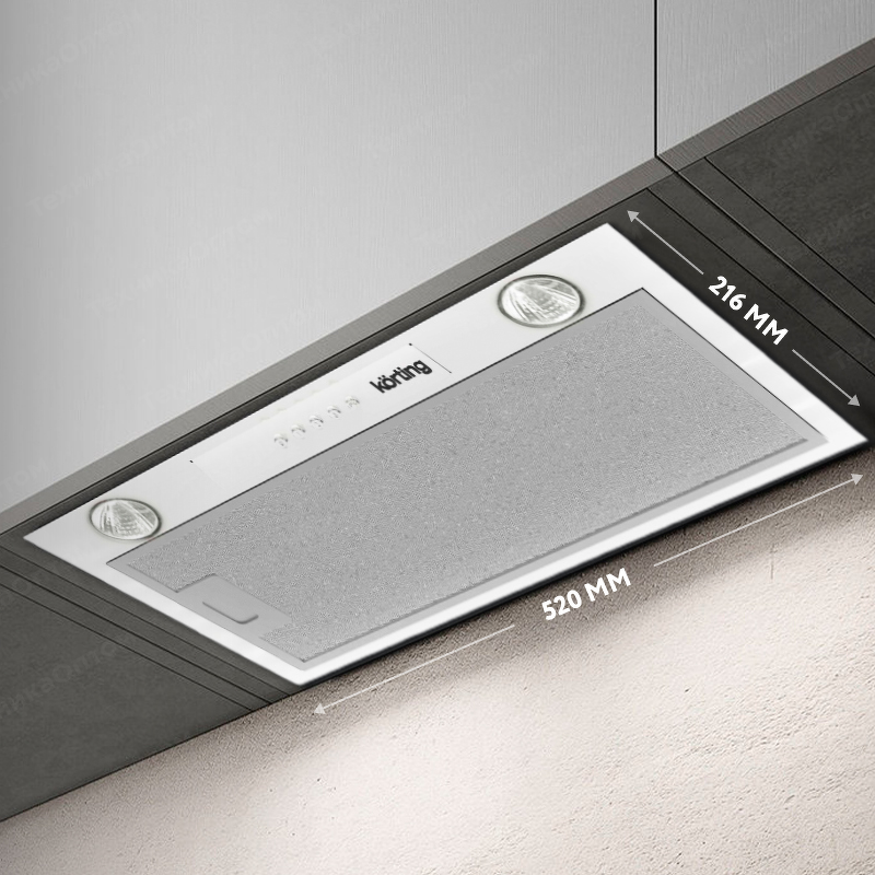 Преимущества Полновстраиваемая вытяжка Körting KHI 6530 W