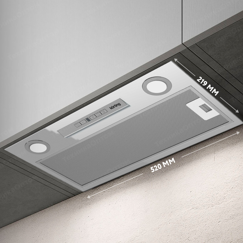 Преимущества Полновстраиваемая вытяжка Körting KHI 6755 X