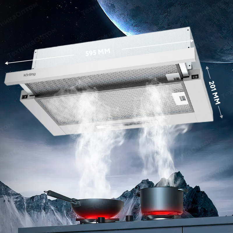 Преимущества Встраиваемая вытяжка Körting KHP 6512 W